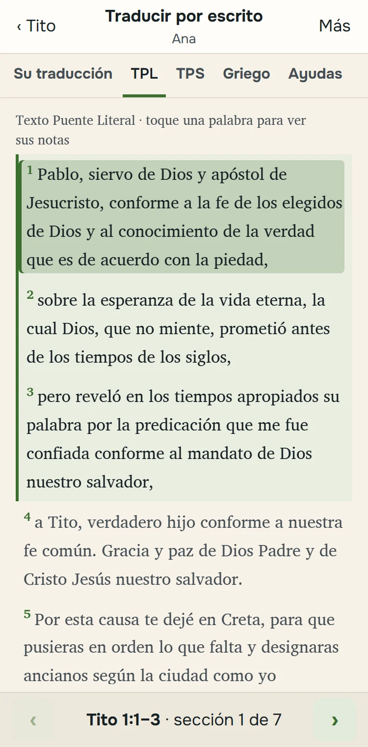 El texto puente al lado