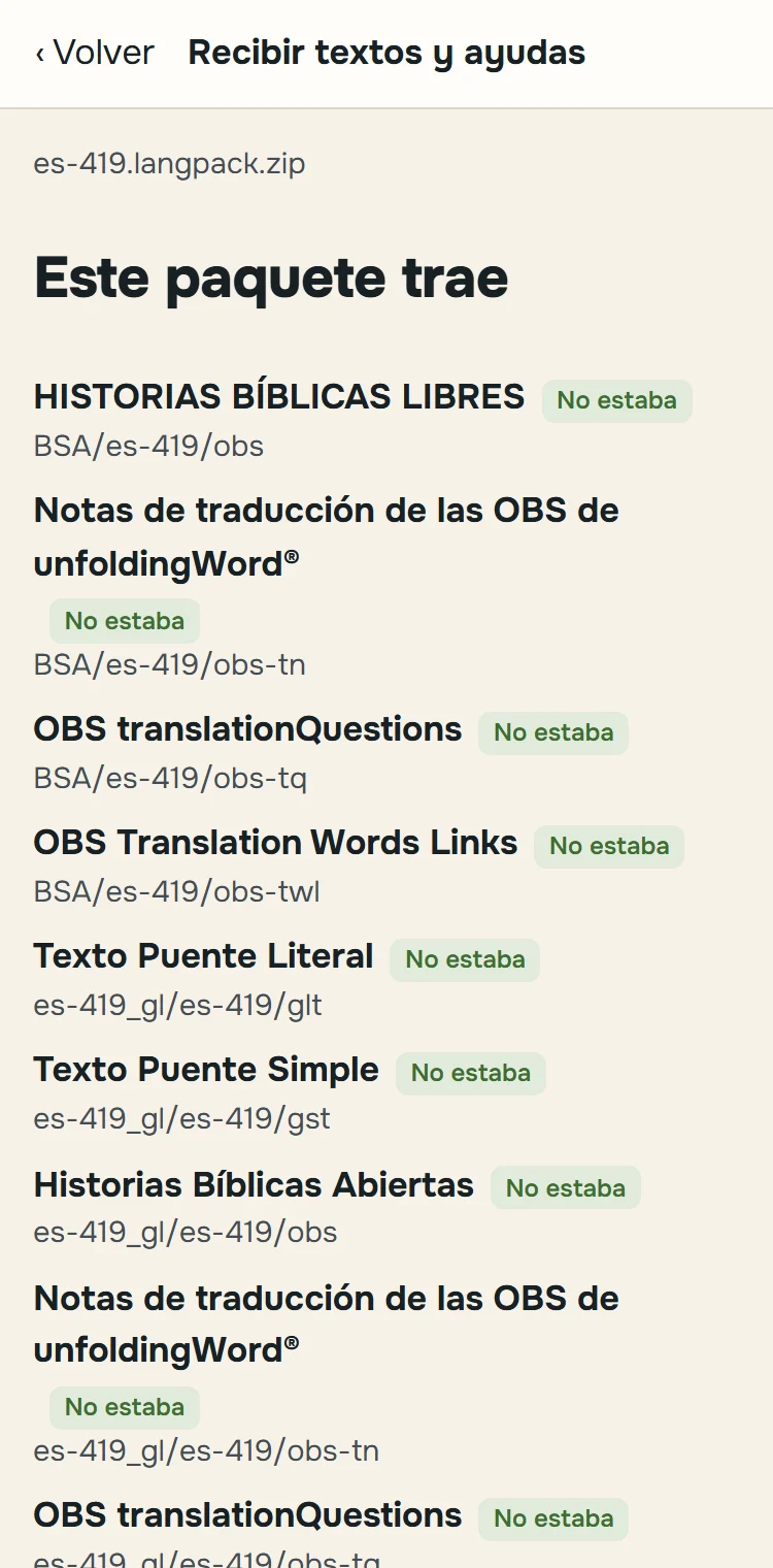 Lo que trae el paquete en español
