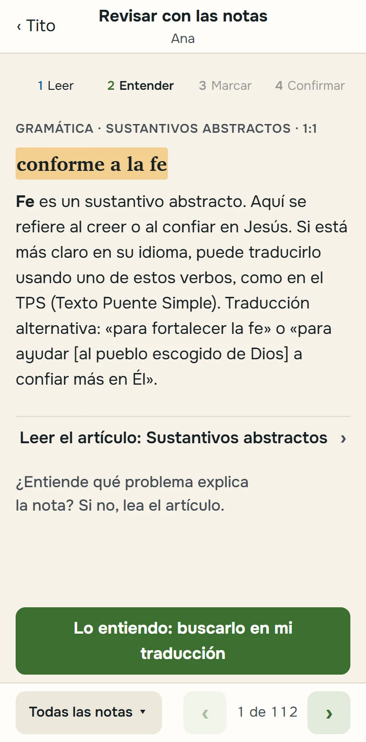 El segundo paso: entender la nota